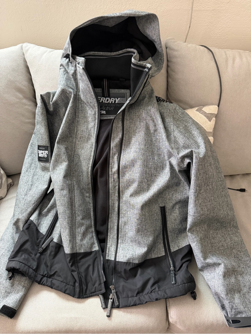 Superdry Mens Grey and Black Hooded Utility Jacket